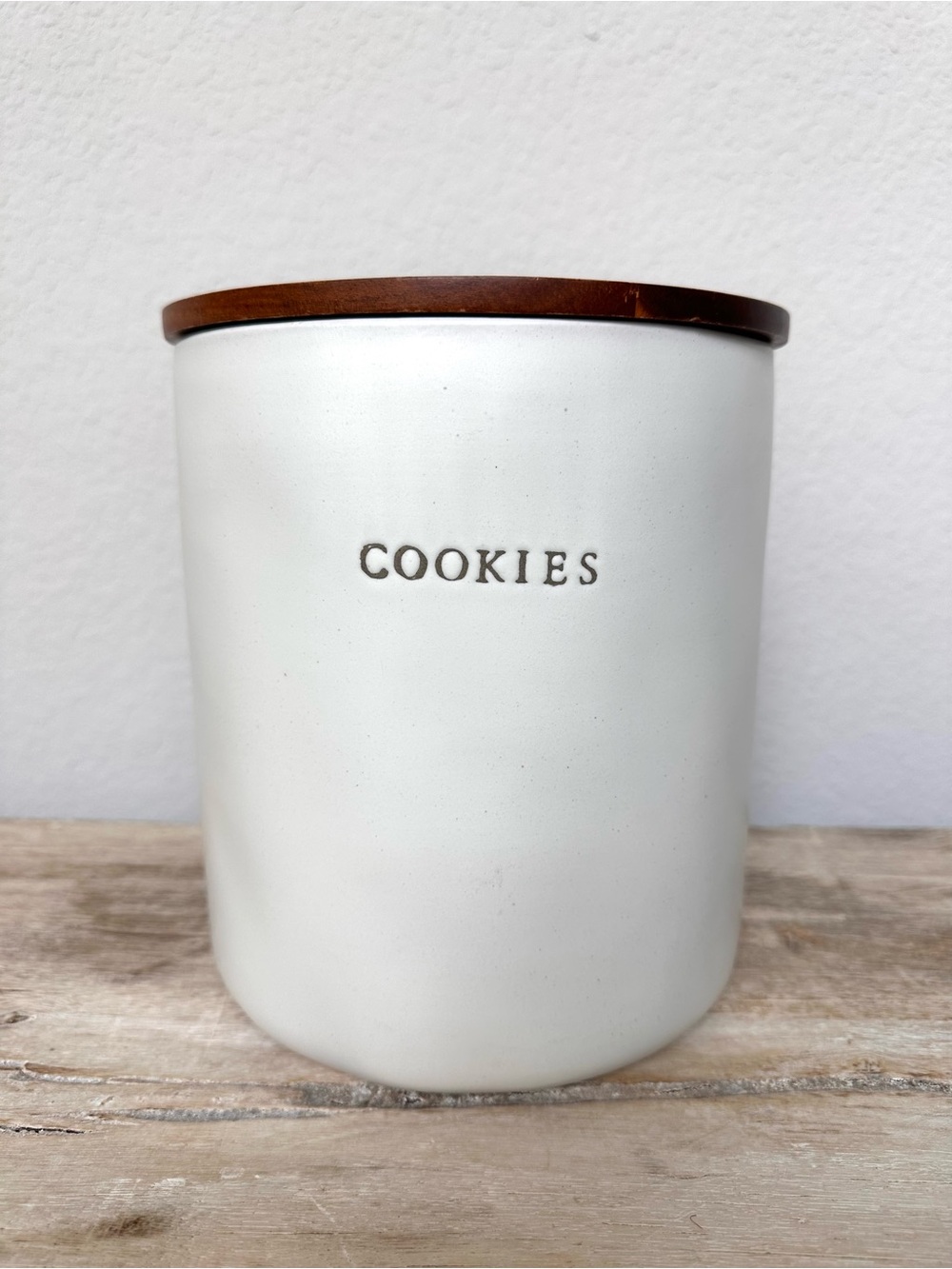 Hearth & Hand White Cookie Jar Canister Wood Lid